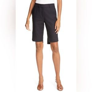 FRAME High Waist Linen Blend Trouser Shorts Navy 2 NWT $275